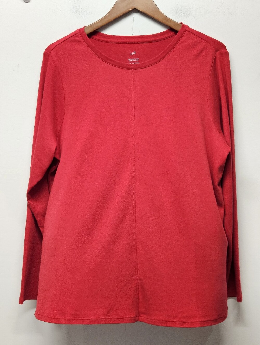 J Jill Pima Cotton Crew Neck Long Sleeve Tee Size XL Red